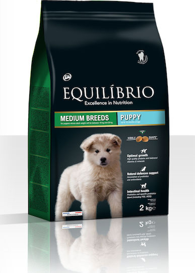 Equilibrio Puppy Medium 2kg Hrană Uscată pentru Căţei de Rase Medii cu Pui și Orez
