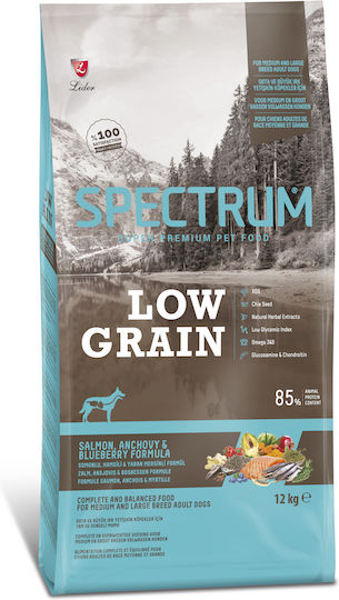 Spectrum Low Grain Adult Medium & Large 12кг Суха Храна с Малко Зърнени храни за Възрастни Кучета с Сьомга
