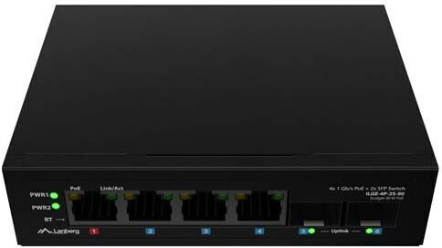 Lanberg ILGE-4P-2S-90 Unmanaged L2 PoE+ Switch with 4 Gigabit (1Gbps) Ethernet Ports