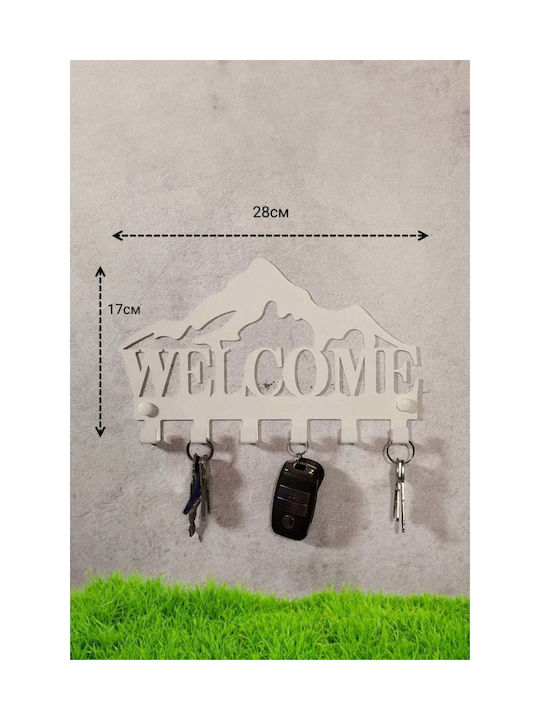 SteweHome Metal Wall Hanger 6 Hooks White 28x14x14cm