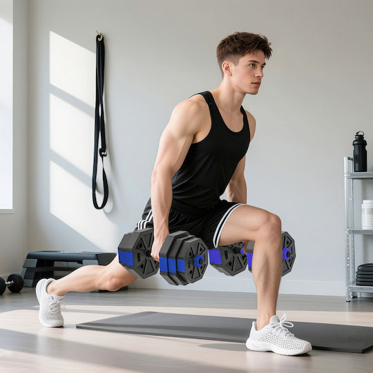 Sportnow Αλτήρες Σετ με Μπάρα Συνολικού Βάρους 25kg Ρυθμιζόμενοι με Βάση