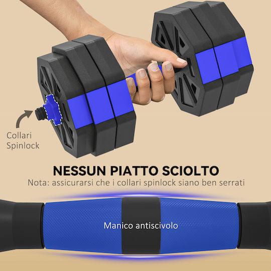 Sportnow Αλτήρες Σετ με Μπάρα Συνολικού Βάρους 25kg Ρυθμιζόμενοι με Βάση