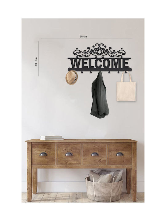 SteweHome Metal Wall Hanger 7 Hooks Beige 55x22x22cm