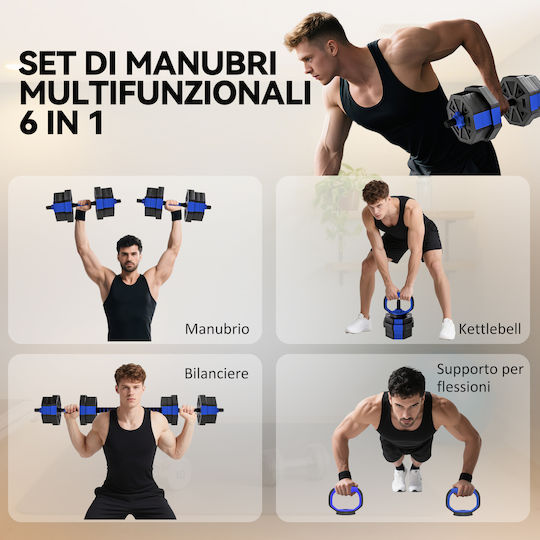 Sportnow Αλτήρες Σετ με Μπάρα Συνολικού Βάρους 20kg Ρυθμιζόμενοι με Βάση