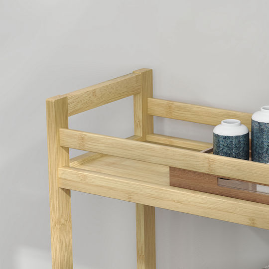 HomCom Подова Етажерка За Баня Дървена 55x20x75cm