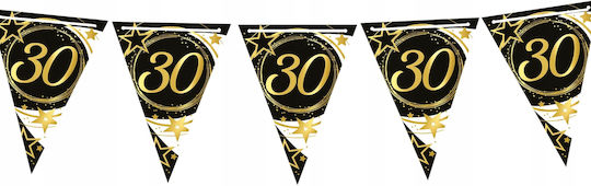Banner Flags Garland Paper 30th Birthday Black Gold Party 300cm