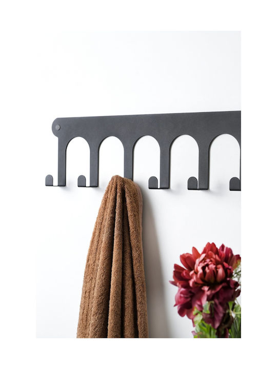 SteweHome Metal Wall Hanger 7 Hooks Beige 50x20x20cm