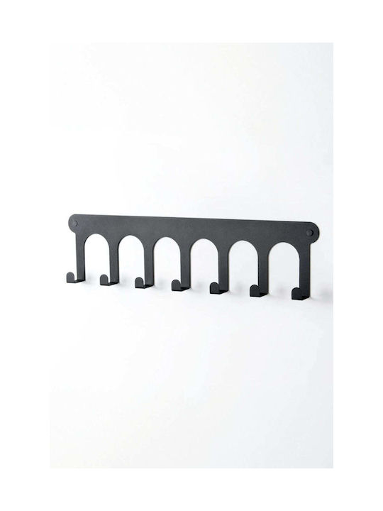 SteweHome Metal Wall Hanger 7 Hooks Beige 50x20x20cm