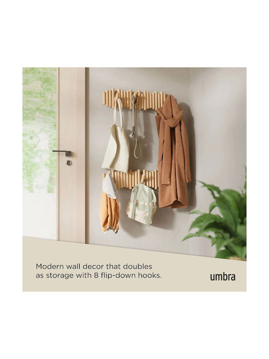 Umbra Wall Hanger Picket Wooden 8 Hooks Beige 61x4x17cm