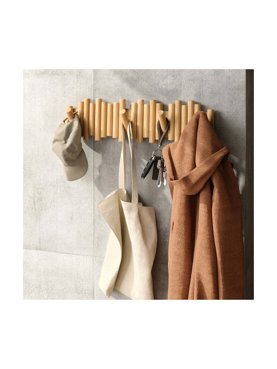 Umbra Wall Hanger Picket Wooden 8 Hooks Beige 61x4x17cm