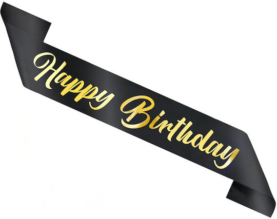 Happy Birthday Black Gold Birthday Sash 160cm