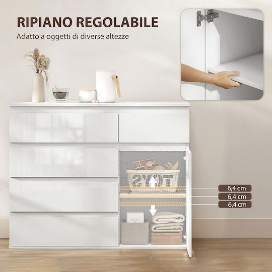 HomCom Büroaufbewahrungsschublade und -schrank Holzweiß 100x40x80cm