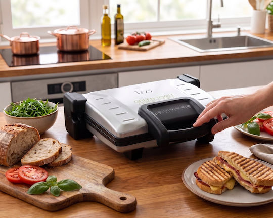 Izzy Green Toast XL Sandwich Maker Grill with Removable Plates 2100W Gray