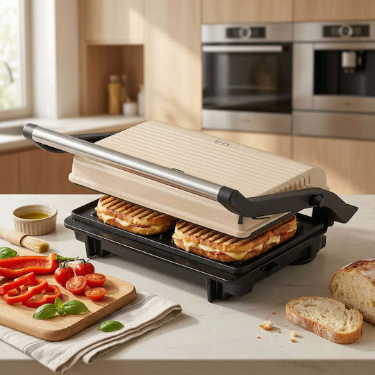 Izzy Vintage Panini IZ-2025 Sandwich Maker for for 2 Sandwiches Sandwiches 1000W Beige