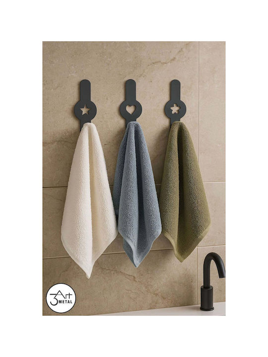 SteweHome Double Bathroom Hook with Sticker Black