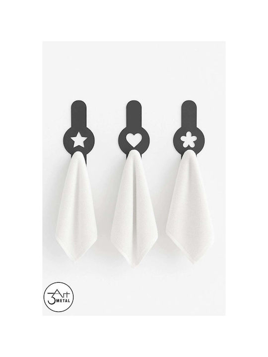 SteweHome Double Bathroom Hook with Sticker Black