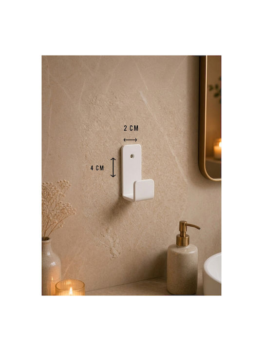 SteweHome Double Bathroom Hook with Sticker White