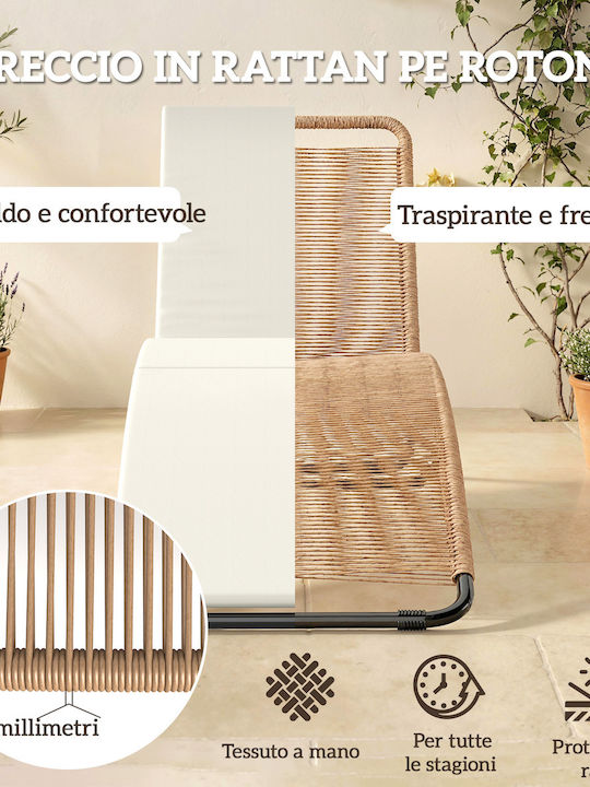 Șezlong Rattan cu Pernă Bej 175x57x80 cm