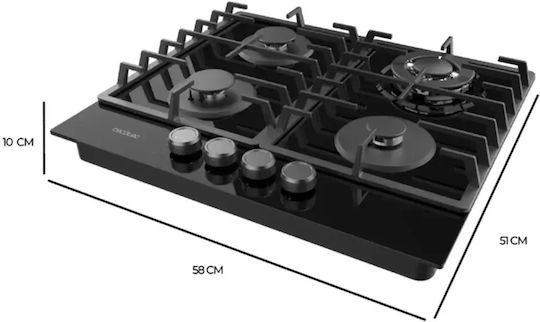 Cecotec Bolero Squad Gn Plită pe Gaz Autonomă 58x51 cm Sticlă Neagră