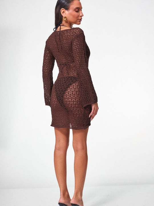 Decoro Damenbademode Mini Kleid Braun Dunkel
