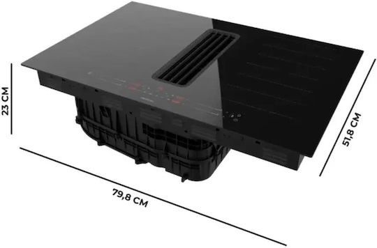 Cecotec Plită cu Inducție Autonomă cu Hotă și Funcție de Blocare 79.8x51.8 cm Sticlă Neagră