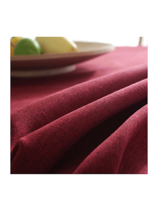 FRIPIA Față De Masă Din In Cu Dantelă Burgundy 140x250cm