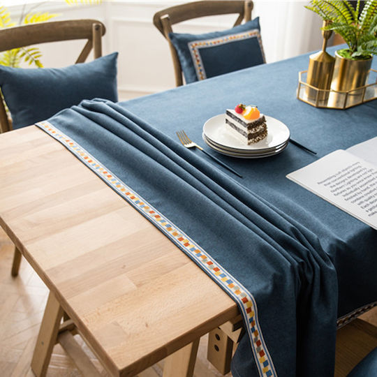 FRIPIA Linen Royal Blue Tablecloth 140x200cm
