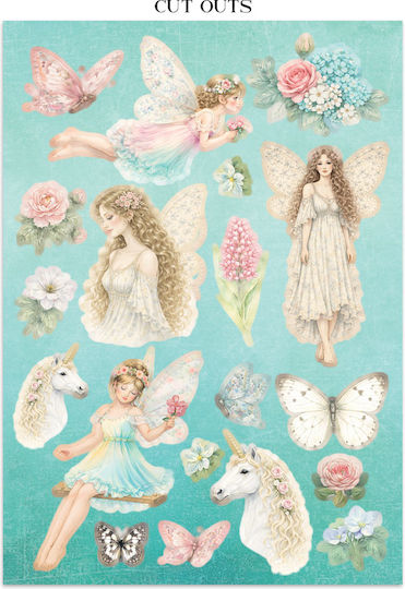 Junk Journal Αυτοκόλλητα Cut-outs Backgrounds Wonderland
