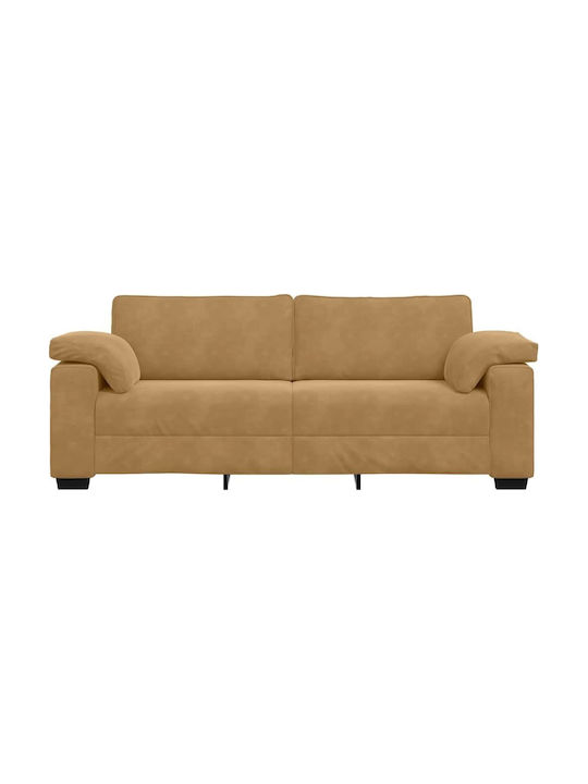 Three-Seater Velvet Brown Couch 220x77x82cm