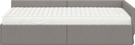 Wandbett Einzel mit Stoff Taupe mit Lattenrost & Matratze 80x200cm
