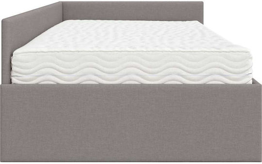 Wandbett Einzel mit Stoff Taupe mit Lattenrost & Matratze 80x200cm