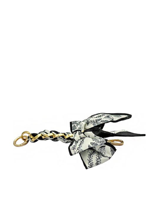 3-2620 Scarf Braided Bow Charm Savil Άσπρο Μαύρο