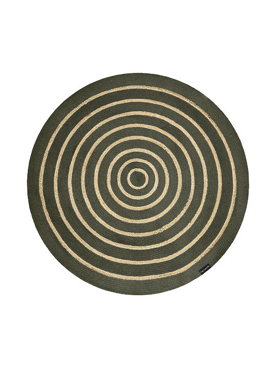 Guy Laroche Maya Round Summer Rug Made of Jute Olive Φ150cm