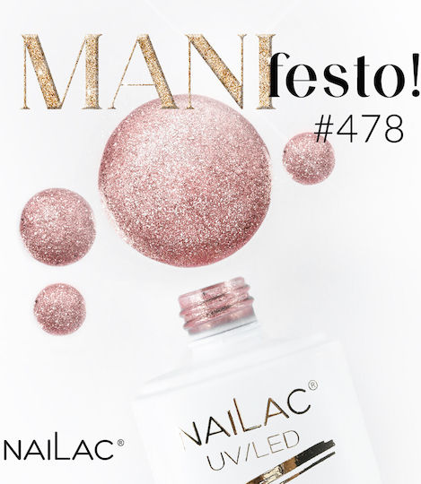 NaiLac Ojă Pentru Unghii Cu Gel #478 Cu Sclipici 7ml
