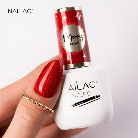 NaiLac Ημιμόνιμο Βερνίκι Νυχιών Merry Glow με Glitter 7ml