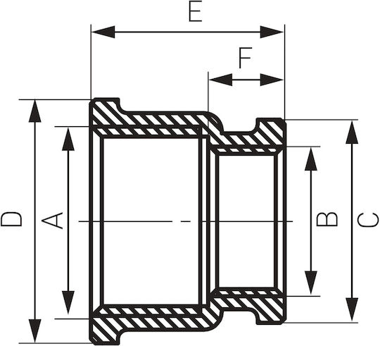 Brass Reducing Coupling 3-4" X 1-2" Chrome Plated
