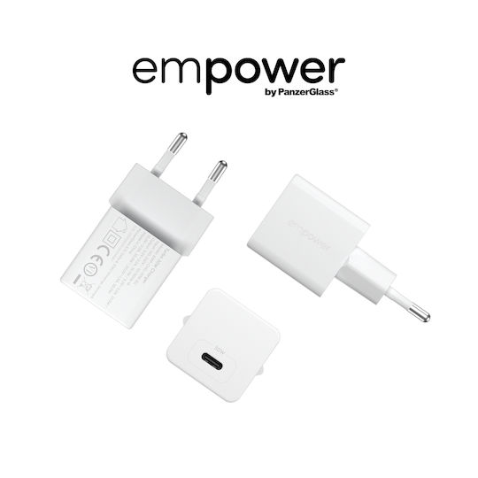 Empower by PanzerGlass Ladegerät ohne Kabel GaN mit USB-C Anschluss 30W Stromlieferung Weißs (EM52411)