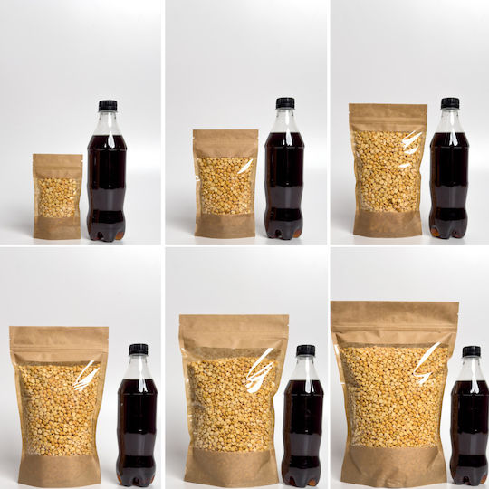 Papier Verpackungstaschen Doypack Eco Große Fenster 1000ml 25 Stück