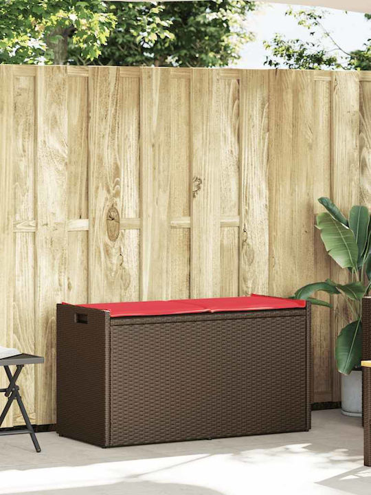 Rattan Gartenbank mit Truhe und Kissen
