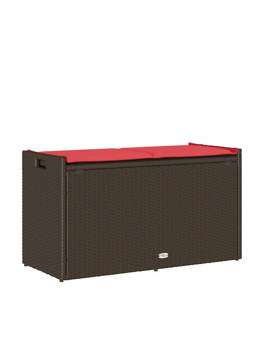 Rattan Gartenbank mit Truhe und Kissen