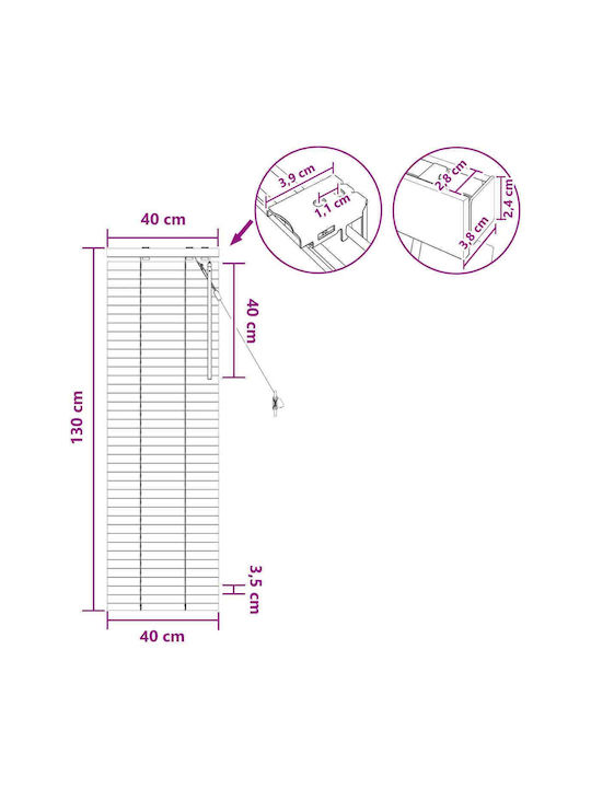 vidaXL Στόρι Σκίασης Ξύλινο σε Λευκό Χρώμα Π40xΥ130εκ.