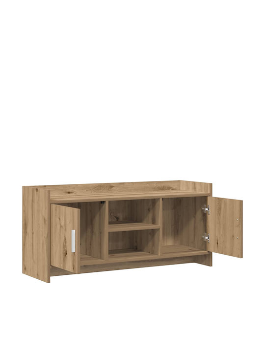 TV-Ständer aus Metall & Eiche Spanplatte M102xT33xH47cm