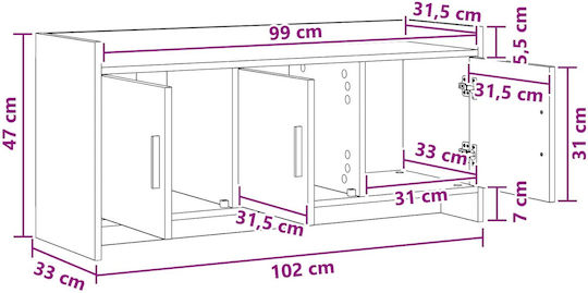Dulap TV Stejar Negru 102x33x47cm