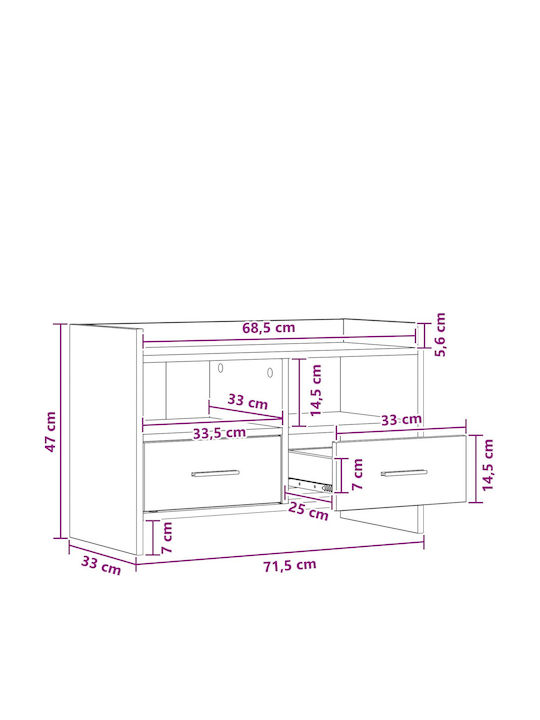 TV Stand Artisan Oak L71.5xW33xH47cm