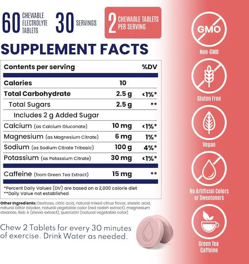 SaltStick FastChews + Koffein 100mg Citrus Burst 60 Tabletten