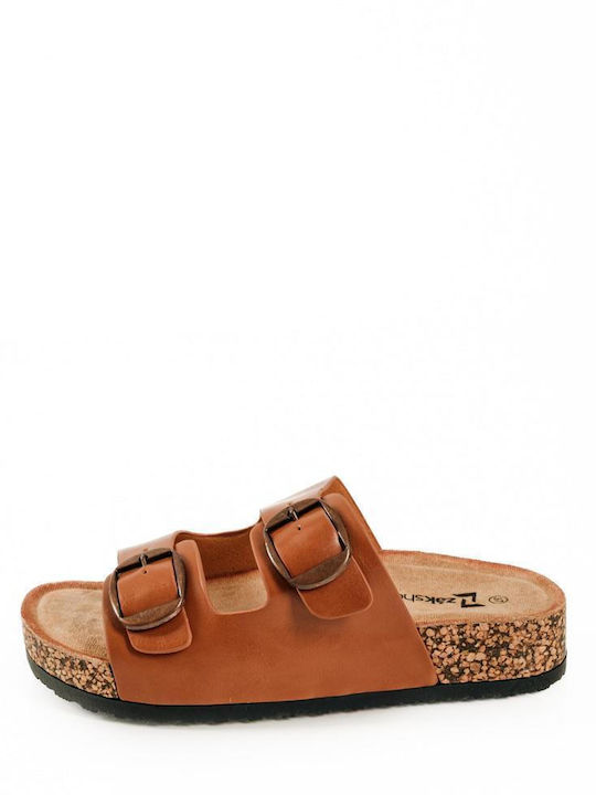 Damen Flache Sandalen Tabac Braun