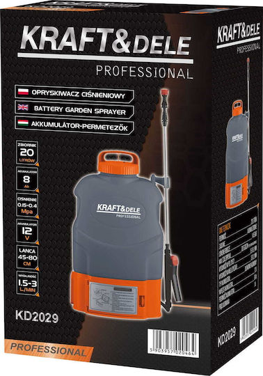 Kraft & Dele Pulverizator cu Presiune 12V cu Baterie 8Ah cu Capacitate 20l 4.5bar în Culoare Gri