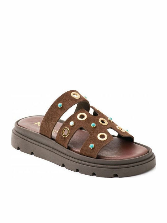 Leder Damen Anatomisch Flatforms Braune