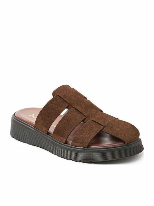 Leather Women's Anatomic Flatforms Brown Sandals