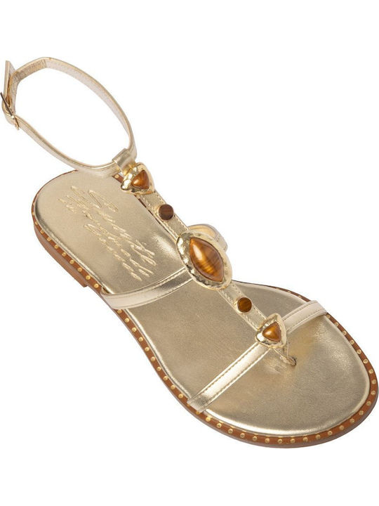 Gold Flache Sandalen Für Damen
